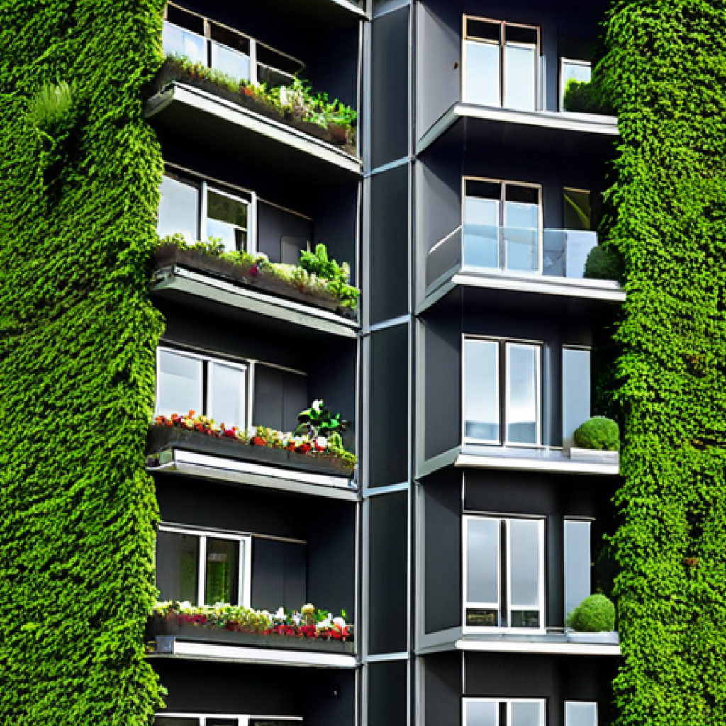 **Image Prompt:** A vibrant vertical garden covering the facade of a modern building in Rotterdam. Lush greenery cascades down the walls, with visible systems for irrigation and plant support. The sky is clear, and people are seen enjoying the green space from nearby cafes. The overall feeling is one of a harmonious blend of nature and urban life.
