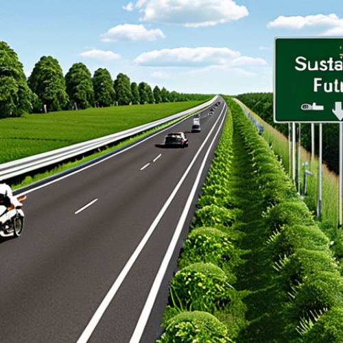 **

Prompt: *A divided highway. On one side, luxury cars speeding towards the horizon, billboards advertising "Quarterly Profits." On the other, a lush green path with cyclists and pedestrians, solar panels in the distance, a sign reading "Sustainable Future." A fork in the road ahead.*

**